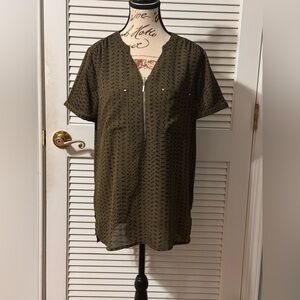 Apt. 9 Olive Patterned Blouse
